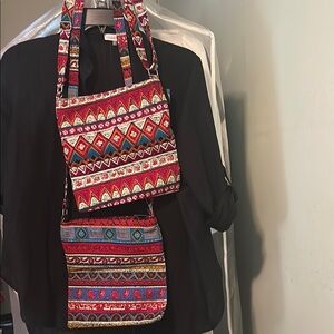 Red and Blue Nordic Pattern Crossbody Bags